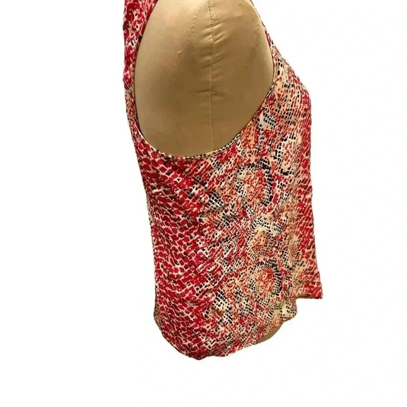 Parker Women's 100% Silk Cross Back Tank Top Animal Print Bling Pink Tan Small - Picture 5 of 10